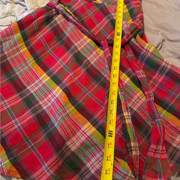 Ralph Lauren plaid crinkle, cotton sleeveless wrap dress size 12 - Picture 8 of 11